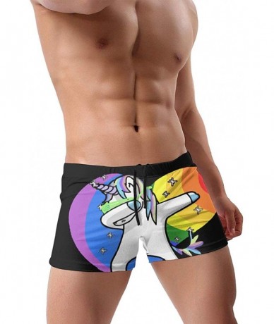 Briefs Rainbow Gay Pride Dabbing Unicorn Men's Quick Dry Trunks Swimsuit Swimwear Shorts Boxer Briefs - Black - C8199EWNWTG $...