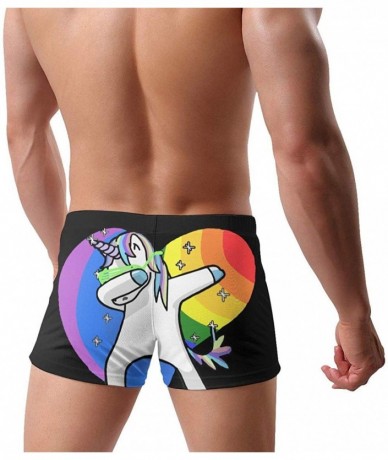 Briefs Rainbow Gay Pride Dabbing Unicorn Men's Quick Dry Trunks Swimsuit Swimwear Shorts Boxer Briefs - Black - C8199EWNWTG $...