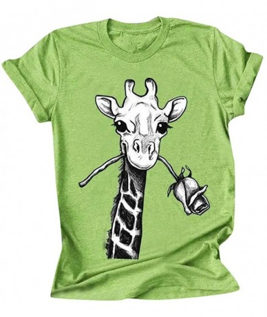 Tankinis Giraffe T-Shirt Funny Women Tops - Green - C319CXL2ZOC $18.98