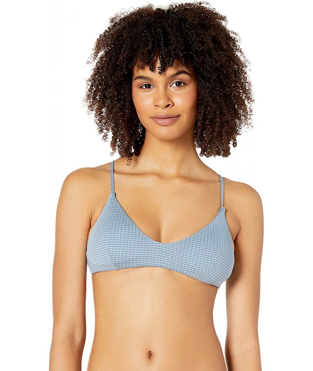 Tops Women's Beau Grid Bralette Bikini Top - Poseidon Blue - CK18EQY4M8C $57.13