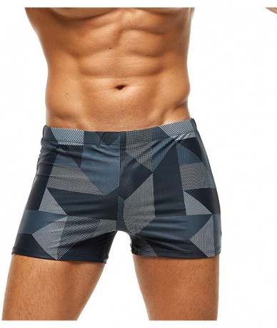 Trunks Mens Sexy Swim Briefs Square Leg Swimsuit Swimwear with Pad - Z-grey - CM196SG0W5D $34.46