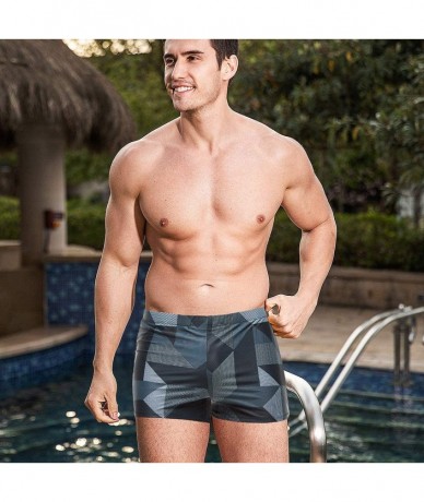 Trunks Mens Sexy Swim Briefs Square Leg Swimsuit Swimwear with Pad - Z-grey - CM196SG0W5D $34.46