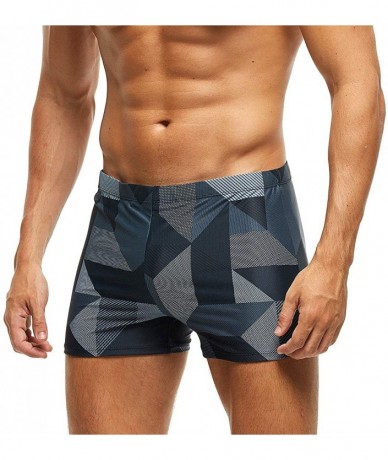 Trunks Mens Sexy Swim Briefs Square Leg Swimsuit Swimwear with Pad - Z-grey - CM196SG0W5D $34.46