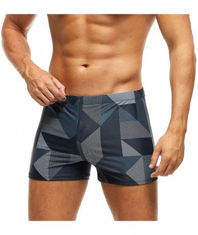 Trunks Mens Sexy Swim Briefs Square Leg Swimsuit Swimwear with Pad - Z-grey - CM196SG0W5D $34.46