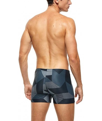 Trunks Mens Sexy Swim Briefs Square Leg Swimsuit Swimwear with Pad - Z-grey - CM196SG0W5D $34.46