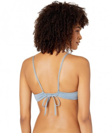 Tops Women's Beau Grid Bralette Bikini Top - Poseidon Blue - CK18EQY4M8C $57.13