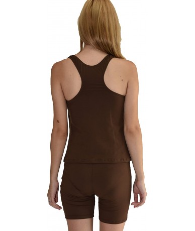 Rash Guards Women Plus Size UPF50+ Swim Tankini Sleeveless Bra Top Rash Guard - Brown - CP122FPAV7Z $50.55