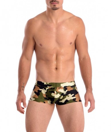 Briefs Mens New Printed Hot Body Boxer Swimsuit - Green Camo - CG1876C5X02 $38.52