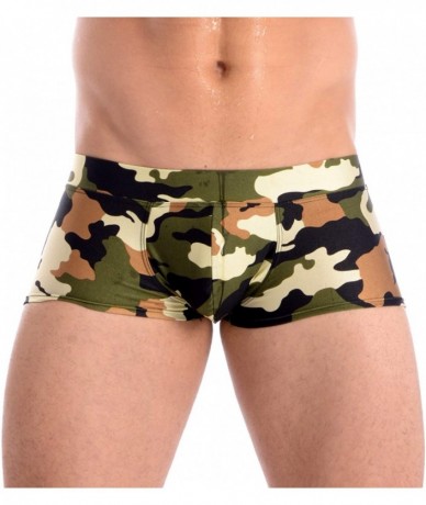 Briefs Mens New Printed Hot Body Boxer Swimsuit - Green Camo - CG1876C5X02 $38.52