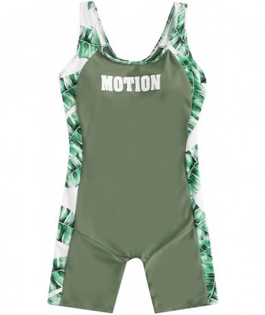 One-Pieces Women's Boyleg One Piece Swimsuit Open Back Athletic Bathing Suit - Green - CG196LAAHZ4 $35.91