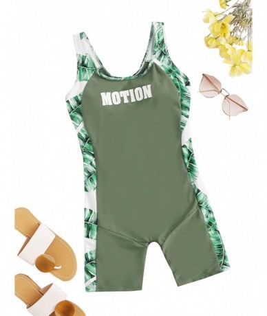 One-Pieces Women's Boyleg One Piece Swimsuit Open Back Athletic Bathing Suit - Green - CG196LAAHZ4 $35.91