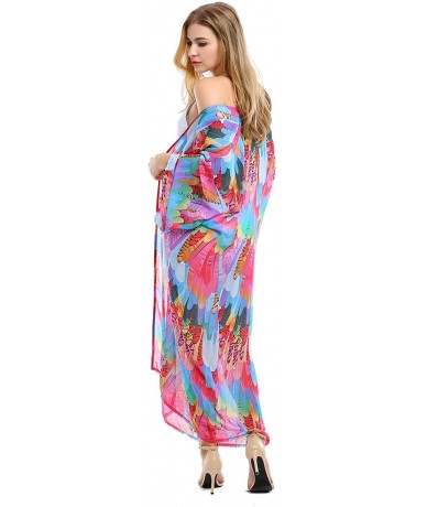 Cover-Ups Womens Sexy Fashion Chiffon Kimono Bikini Cardigan Long Maxi Beach Dress - Purple - CY196U9W7T6 $38.92