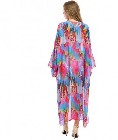 Cover-Ups Womens Sexy Fashion Chiffon Kimono Bikini Cardigan Long Maxi Beach Dress - Purple - CY196U9W7T6 $38.92