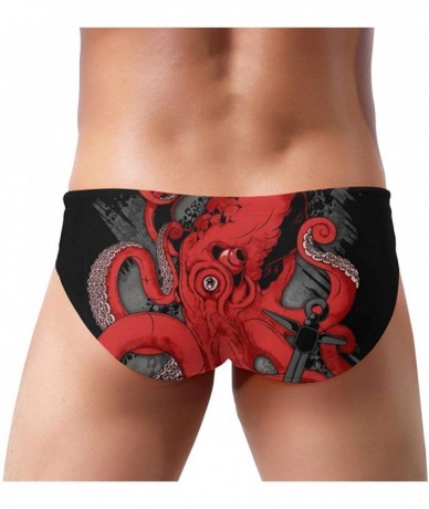 Briefs Men's Cthulhu Octopus Sign Pentagram Swimwear Sexy Bikini Swim Briefs Low Rise Swimsuits Drawstring Trunks - Black - C...