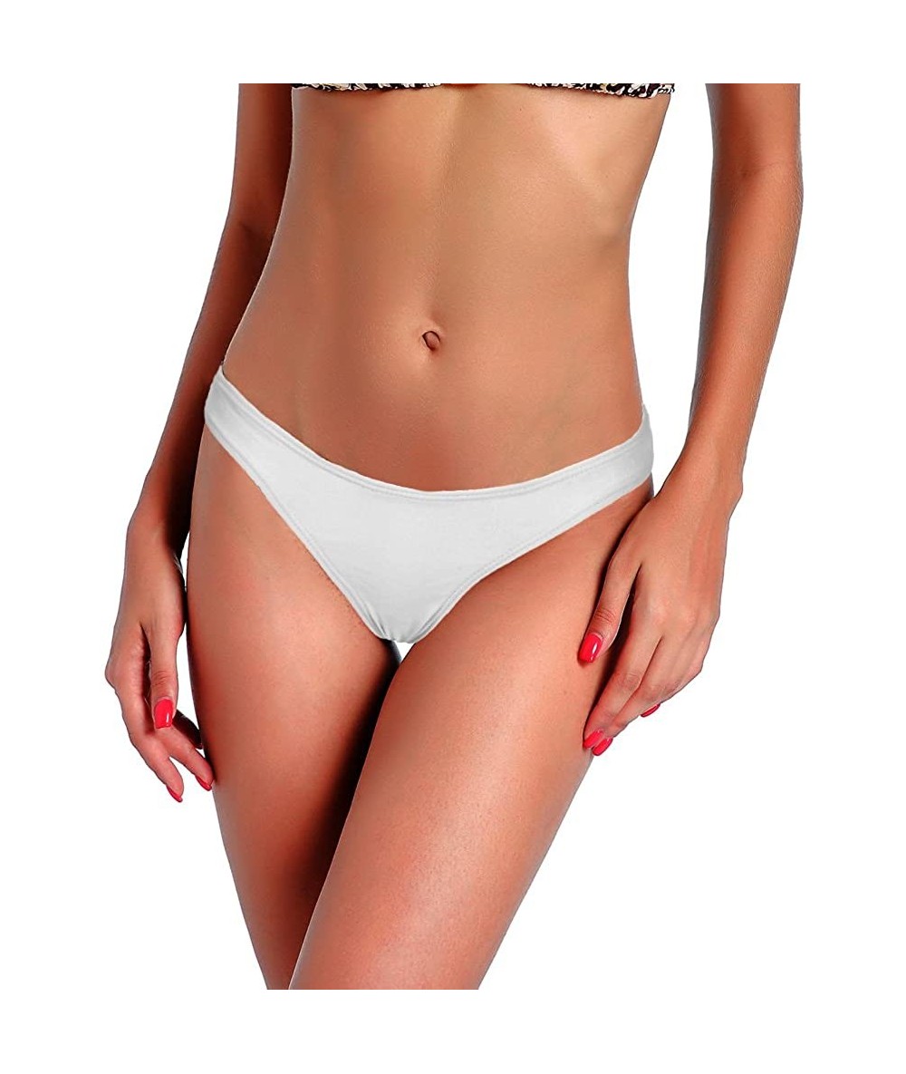 Bottoms Women Sexy Lady Brazilian V-Style Ruched Ruffle Cheeky Bikini Bottom Thong Hot Summer Swimwear - White - CF1862HYTYH ...