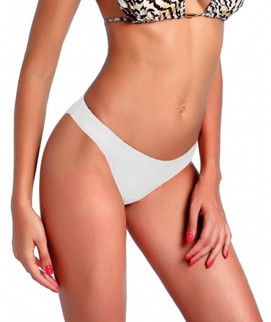 Bottoms Women Sexy Lady Brazilian V-Style Ruched Ruffle Cheeky Bikini Bottom Thong Hot Summer Swimwear - White - CF1862HYTYH ...