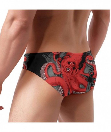 Briefs Men's Cthulhu Octopus Sign Pentagram Swimwear Sexy Bikini Swim Briefs Low Rise Swimsuits Drawstring Trunks - Black - C...