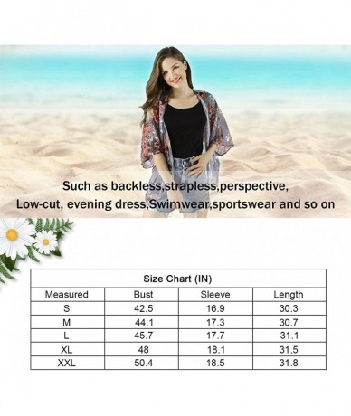 Cover-Ups Womens Floral Chiffon Casual Cardigan - Bikini Half Sleeve Kimono Shawl Sun Protection Blouses Beach Wear Cover ups...