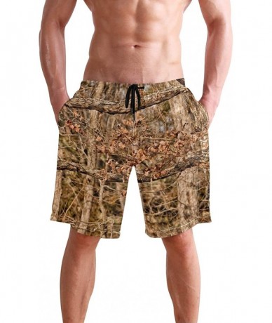 Board Shorts Men's Swim Trunks Honeycomb Periodic Table Rainbow Quick Dry Beach Board Shorts with Pockets - Hunting Camo Fore...