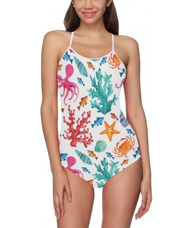 One-Pieces Unique Custom One Piece Swimsuit Swimwear Bathing Suit for Women Juniors (XS-3XL) - Multi 1 - CY18EMTZNKY $51.08