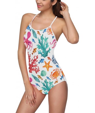 One-Pieces Unique Custom One Piece Swimsuit Swimwear Bathing Suit for Women Juniors (XS-3XL) - Multi 1 - CY18EMTZNKY $51.08