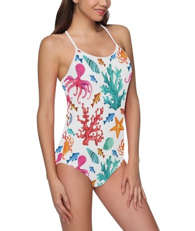 One-Pieces Unique Custom One Piece Swimsuit Swimwear Bathing Suit for Women Juniors (XS-3XL) - Multi 1 - CY18EMTZNKY $51.08