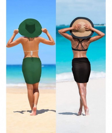 Cover-Ups 2 Pieces Women Beach Wrap Sarong Cover Up Chiffon Swimsuit Wrap Skirts - Black and Green - CA18U7IZ43T $24.26