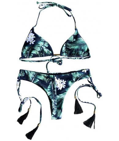 Sets Feshion Womens Sexy Bikini Set Hot Stamp Sport Swimwear Push-Up Padded Swimsuit - Green - CD19466TZ3C $28.33