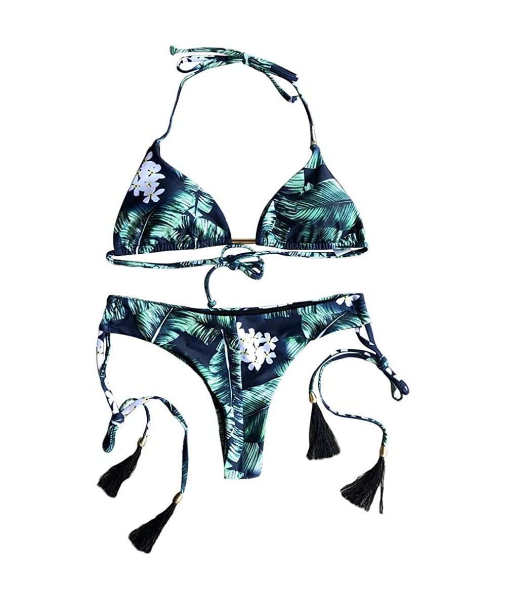 Sets Feshion Womens Sexy Bikini Set Hot Stamp Sport Swimwear Push-Up Padded Swimsuit - Green - CD19466TZ3C $28.33