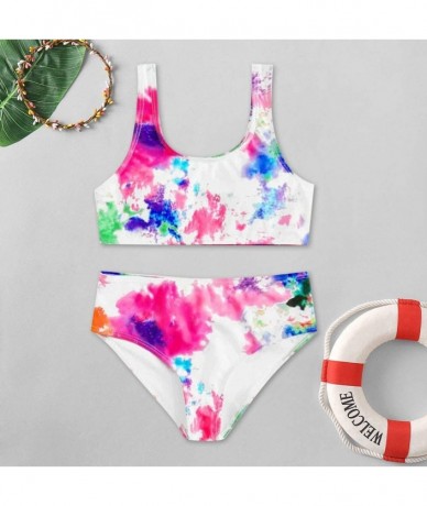 Sets Women Two Pieces Bandeau Bikini Swimsuits Off Shoulder High Waist Bathing S - Multi Color - CZ190ZDGZK4 $27.18