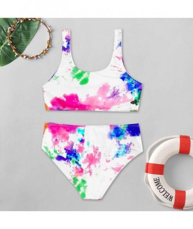 Sets Women Two Pieces Bandeau Bikini Swimsuits Off Shoulder High Waist Bathing S - Multi Color - CZ190ZDGZK4 $27.18