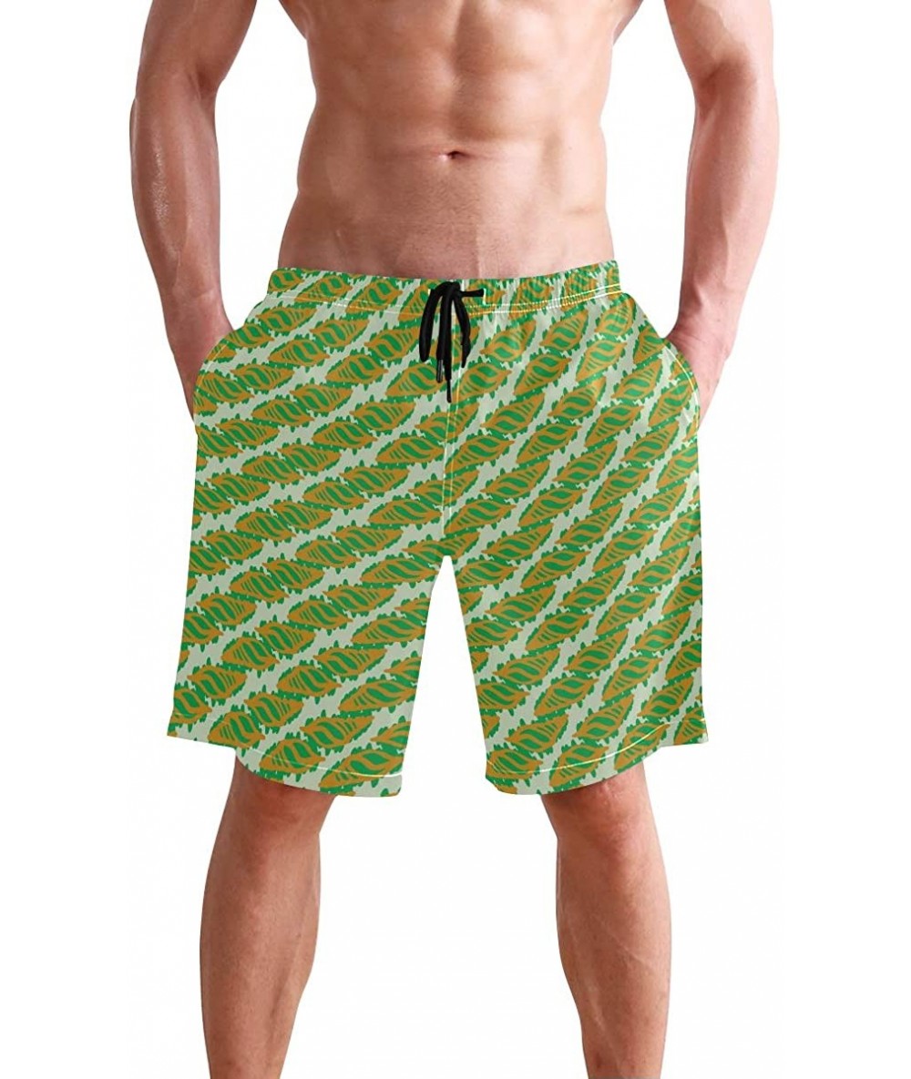 Board Shorts Mens Swim Trunks Tropical Fruit Pineapple Beach Board Shorts - Sea Shell - CY18NX9CNQZ $47.03