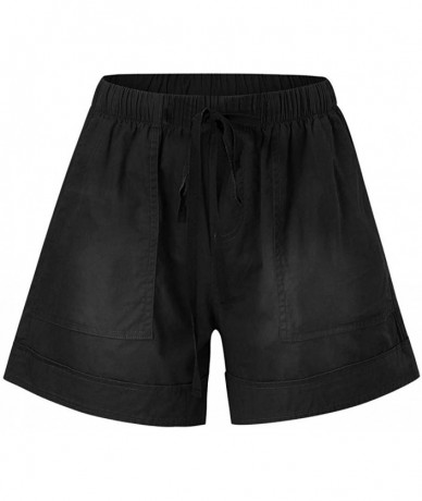 Board Shorts Comfy Drawstring Women Plus Shorts Elastic Waist - D Black - CB190X4ETDK $21.03