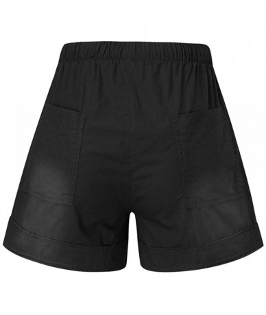 Board Shorts Comfy Drawstring Women Plus Shorts Elastic Waist - D Black - CB190X4ETDK $21.03