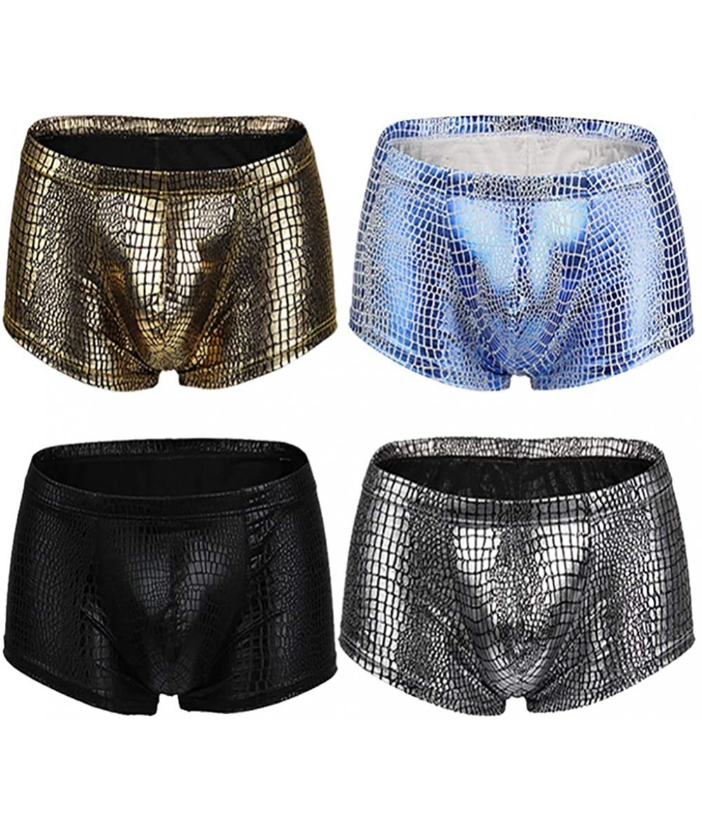 Briefs Men Swimwear Swim Boxer Underwear Briefs Pad Board Snakeskin Surf Shorts Trunks Swimsuits - Bla+sil+gol+blu - CJ19DAR7...