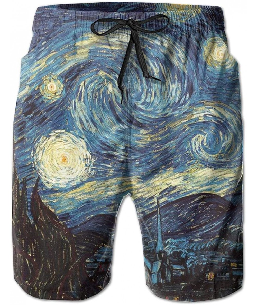 Board Shorts Men Drawstring Elastic Waist Swim Trunks Beach Shorts - Van Gogh Starry Night - Van Gogh Starry Night 3 - CO18WU...