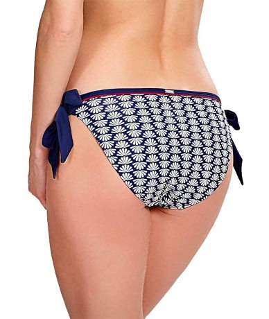 Bottoms Milano Scarf Side Tie Bikini Bottom - Navy Print - C018CSQGR96 $64.85