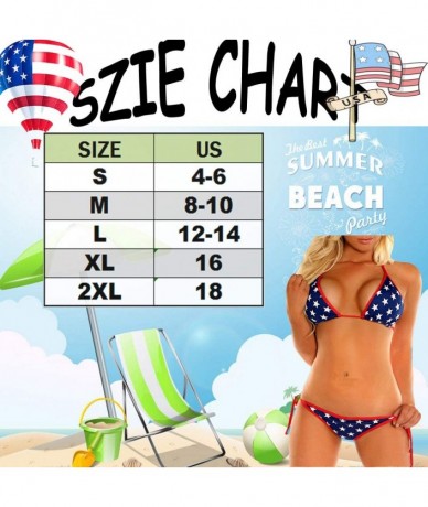 Sets American Flag Bikini Women's Tie Side Bottom Triangle Bikini Swimsuits Halter Padded Bikinis Set for Women A stripe - CA...