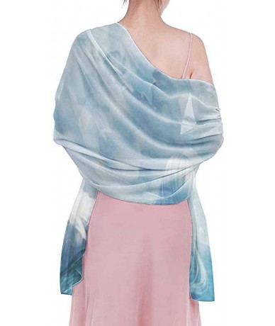 Cover-Ups Women Girls Fashion Chiffon Beach Bikini Cover Up Sunscreen Wrap Scarves - Beautiful Mermaid Sky Blue - CV190HKT66I...