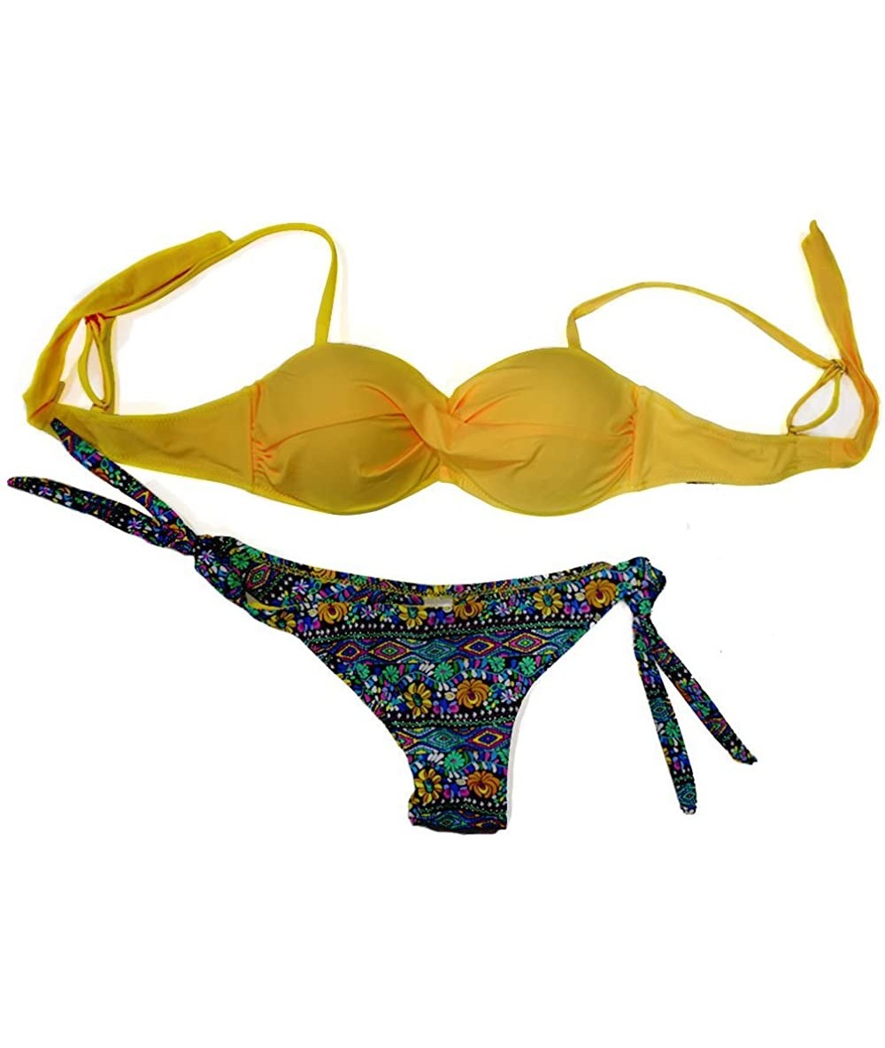 Sets Two Piece Bikini Swimsuits for Women Sponge Padded Swimwear Bathing Suits - 69701yellow - CB18QSWNOMO $20.26