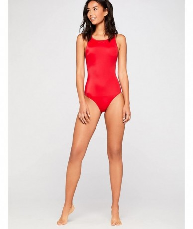 One-Pieces Women's High Neck Cross Strap Swimsuit - Red - CD189IRLCL4 $43.89