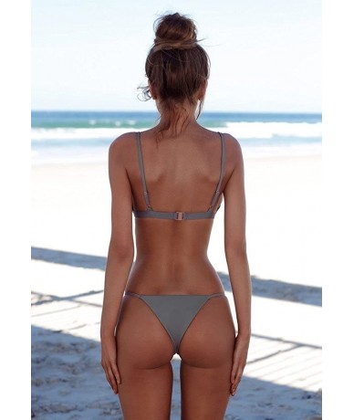 Sets Women's Brazilian Bikini Set Cheeky Swimsuit Thong Swimwear - A-gray - CQ18SX9QNW0 $21.30