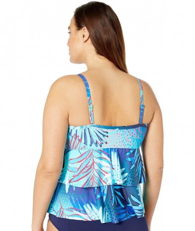 Tankinis Women's Plus Size Olivia Layered Tankini Top Swimsuit - Ocean Paradise - CA18I94MT24 $73.50