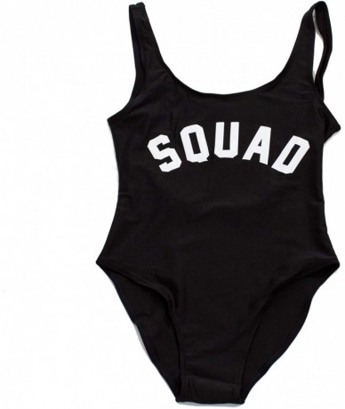 One-Pieces Squad Bachelorette Party One Piece Swimsuit - Black-white - CT18YCZXM96 $38.17