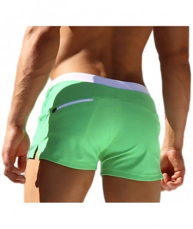 Trunks Men's Beach Sexy Back Pocket Lace-Up Swimming Trunk Underwear - Green - CJ12HH6U9XT $29.19