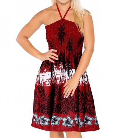 Cover-Ups Women's Plus Size Beach Dress Hawaiian Camp Party Loungewear Printed B - Spooky Red_b664 - CX1886WWUM6 $35.90