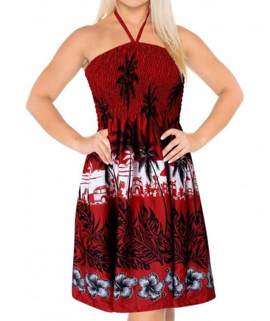 Cover-Ups Women's Plus Size Beach Dress Hawaiian Camp Party Loungewear Printed B - Spooky Red_b664 - CX1886WWUM6 $35.90