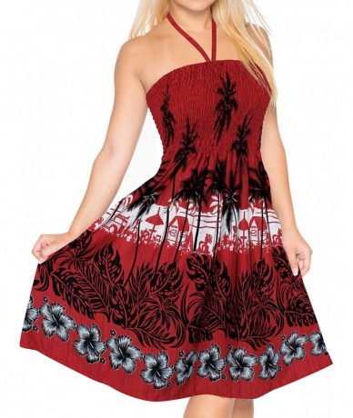 Cover-Ups Women's Plus Size Beach Dress Hawaiian Camp Party Loungewear Printed B - Spooky Red_b664 - CX1886WWUM6 $35.90