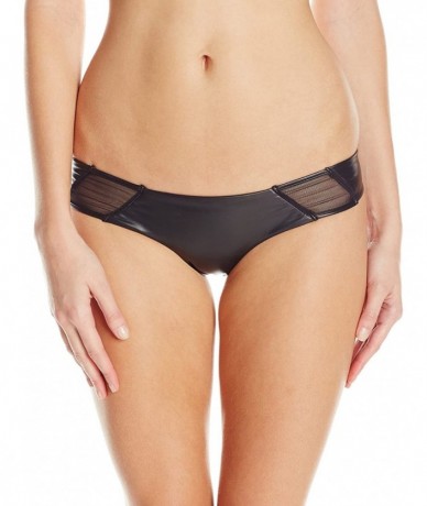 Tankinis Women's Thunderball Mesh Cutout Skimpy Bikini Bottom - Black - C9129O4OXYD $78.89