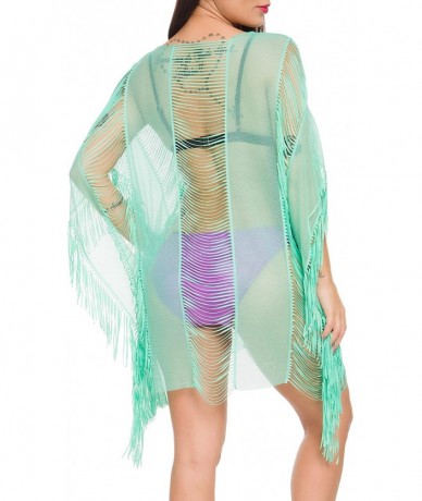 Cover-Ups Women Swimsuit Bikini Coverup Beach Dress Chiffon Swimwear Cover Up - Mesh Mint Green - CS18XW9TNRD $41.45